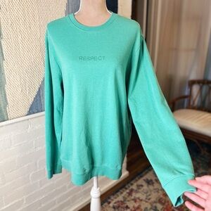 San Francisco Work Shirts Teal Blue Embroidered Respect Crewneck